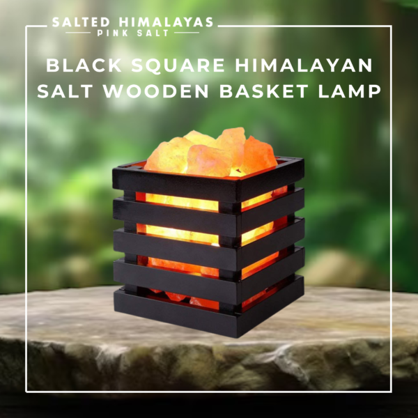 Black Square Salt Wooden Basket Lamp