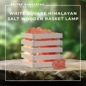 White Square Salt Wooden Basket Lamp