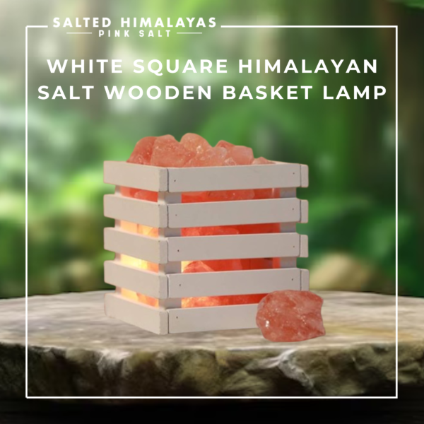 White Square Salt Wooden Basket Lamp